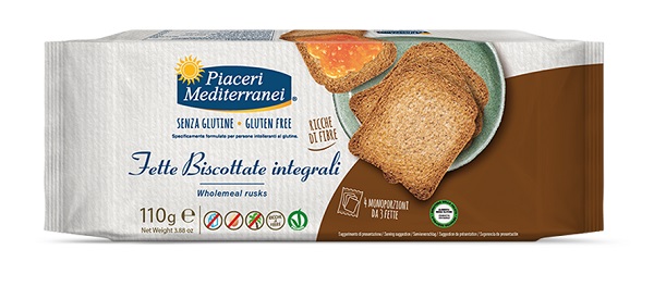 PIACERI MEDITERRANEI FETTE BISCOTTATE INTEGRALI 110 G - Farmadott.it