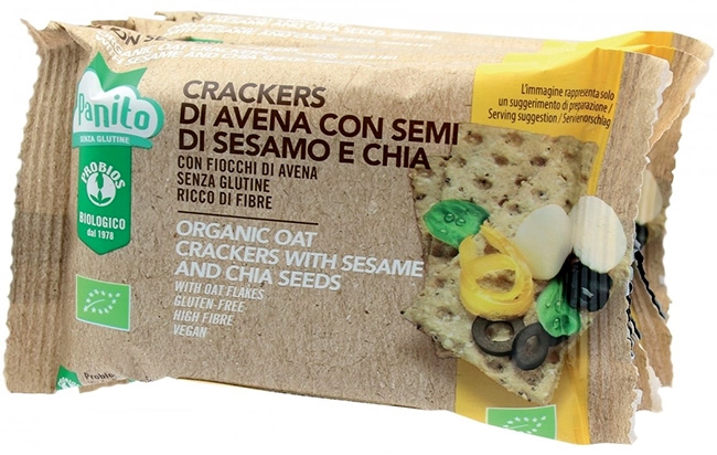 PANITO CRACKERS DI AVENA CON SEMI DI SESAMO E CHIA BIO 4 PEZZI DA 35 G - Farmadott.it