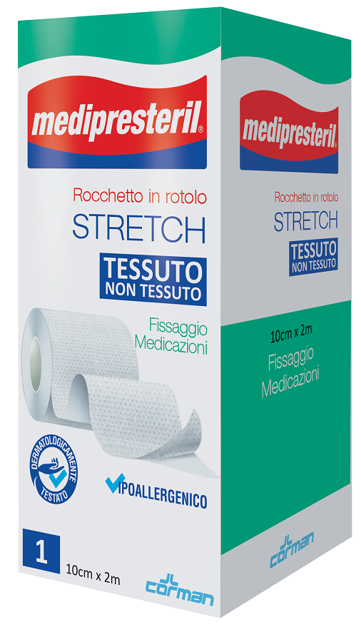 MEDIPRESTERIL ROCCHETTO ROTOLO STRETCH TESSUTO NON TESSUTO 10 CM X 200 CM - Farmadott.it