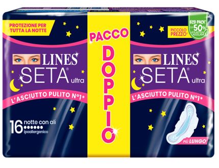 LINES SETA ULTRA ASSORBENTI NOTTE VP DWCT 16 PEZZI - Farmadott.it