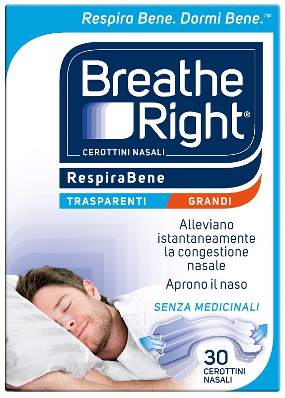 CEROTTI NASALI BREATHE RIGHT TRASPARENTI GRANDI 30 PEZZI - Farmadott.it
