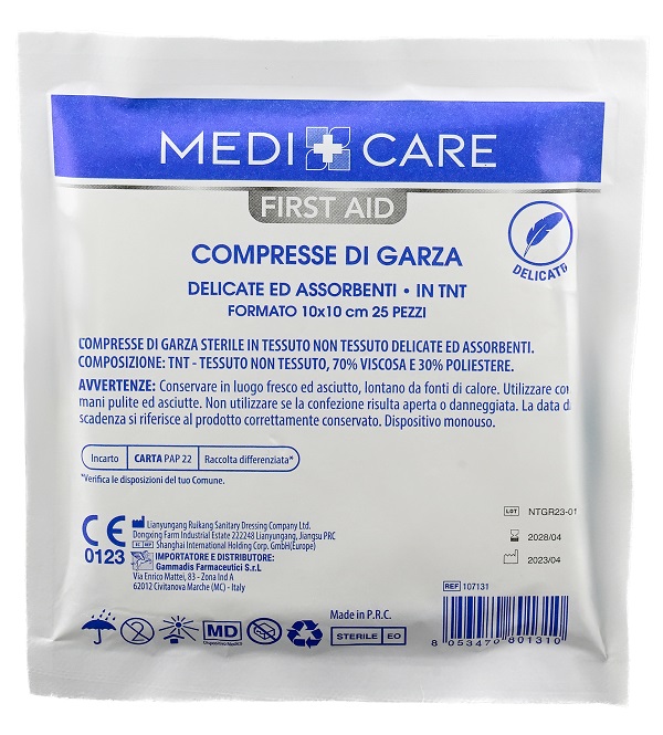 GARZA MEDICARE COTONE 10X10 CM 25 PEZZI - Farmadott.it