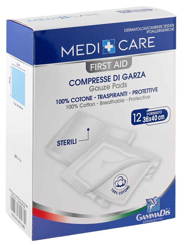 GARZA MEDICARE COTONE 36X40 CM 12 PEZZI - Farmadott.it