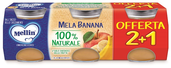 MELLIN OMOGENEIZZATO MELA BANANA 3 PEZZI DA 100 G - Farmadott.it