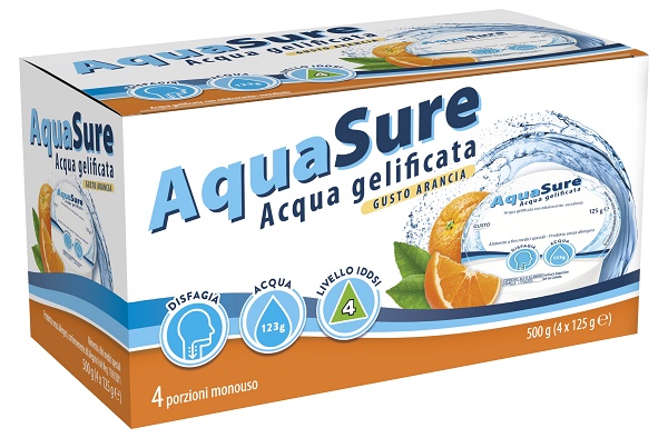 AQUASURE ACQUA GELIFICATA ARANCIA EDULCORATA MULTIPACK 4 PEZZI DA 125 G - Farmadott.it