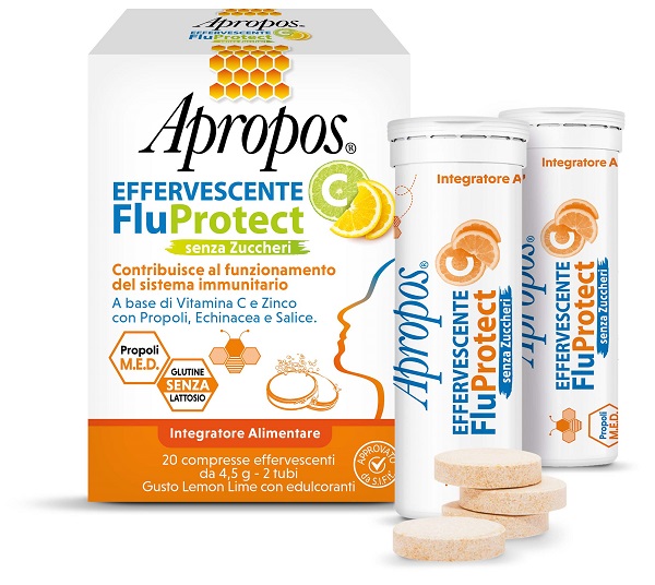 APROPOS EFFERVESCENTE C FLUPROTECT SENZA ZUCCHERI 20 COMPRESSE EFFERVESCENTI - Farmadott.it