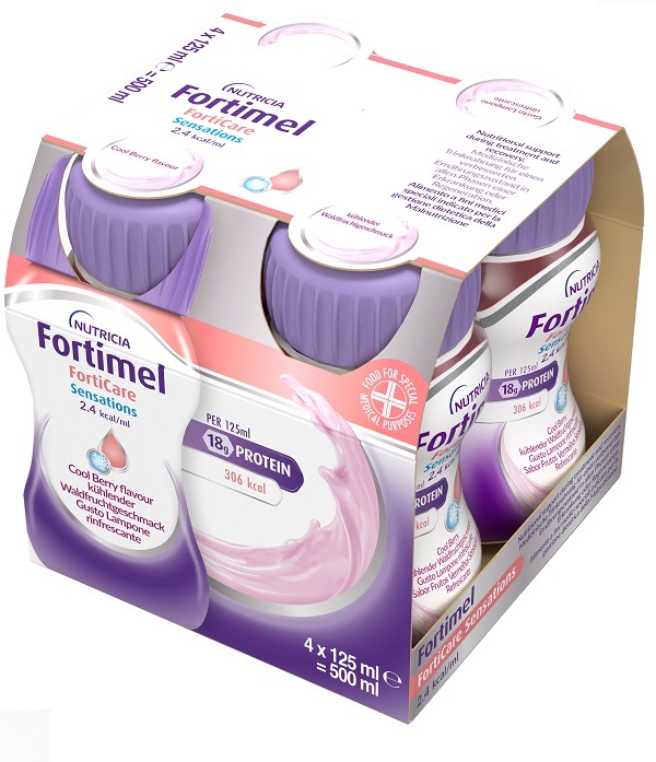 FORTIMEL FORTICARE SENSATION 2,4 KCAL/ML LAMPONE RINFRESCANTE 4 PEZZI DA 125 ML - Farmadott.it