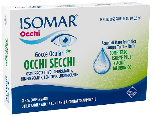 ISOMAR OCCHI SECCHI PLUS GOCCE OCULARI ACIDO IALURONICO 0,25% 15 FLACONCINI - Farmadott.it