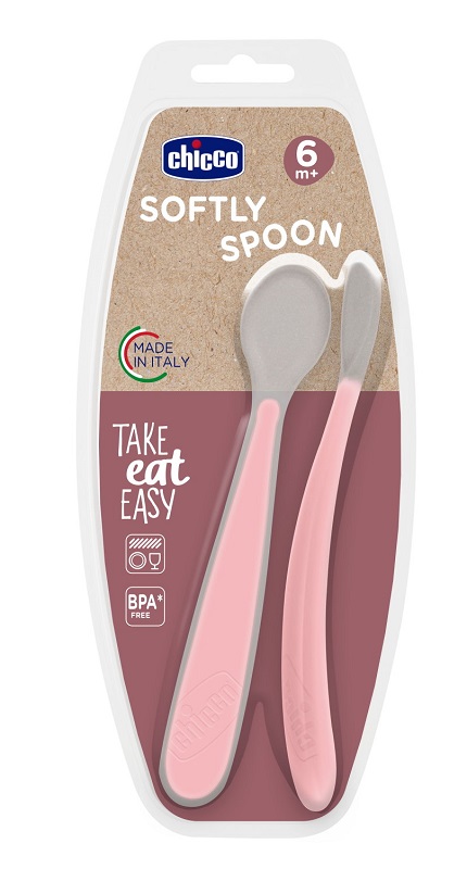 CHICCO CUCCHIAIO IN SILICONE DOPPIO ROSA 6M+ - Farmadott.it