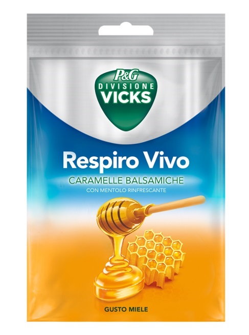 VICKS RESPIRO VIVO CARAMELLE BALSAMICHE MIELE 72 G CON EDULCORANTI - Farmadott.it